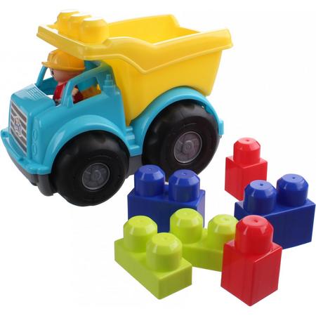 Lets Play Kiepwagen Met Bouwblokken 8-delig Blauw/geel